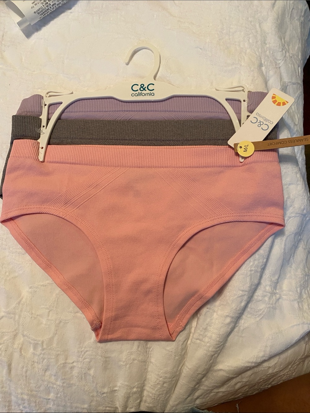 C&C California Women 3-Pack Bikini Briefs - Pink, Lilac, Gray